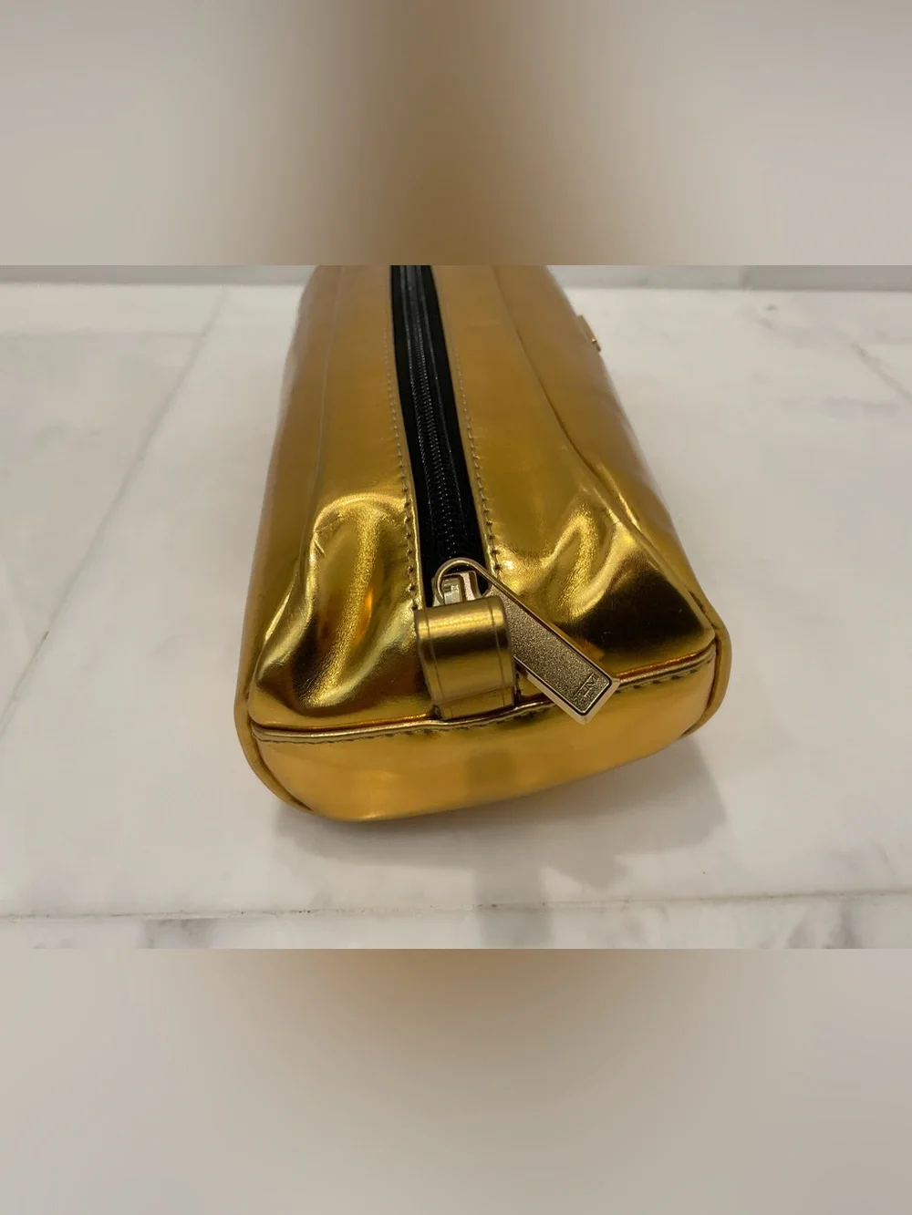 NEW - TUMI Zippered Ballistic Nylon Pencil Case - Cord Pouch - METALLIC GOLD